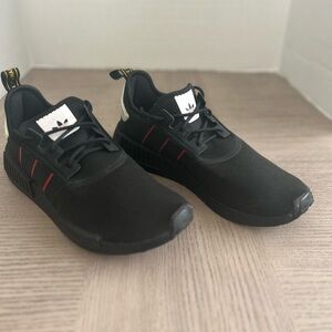 Adidas Men's Black Sneakers with Red Details